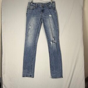 VS Pencil Distressed Blue Wash Denim Jeans Women's Size 4 Ripped Slim Fit